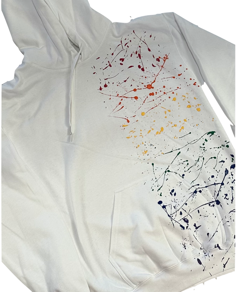 Half Splat White Hooded Sweatshirt